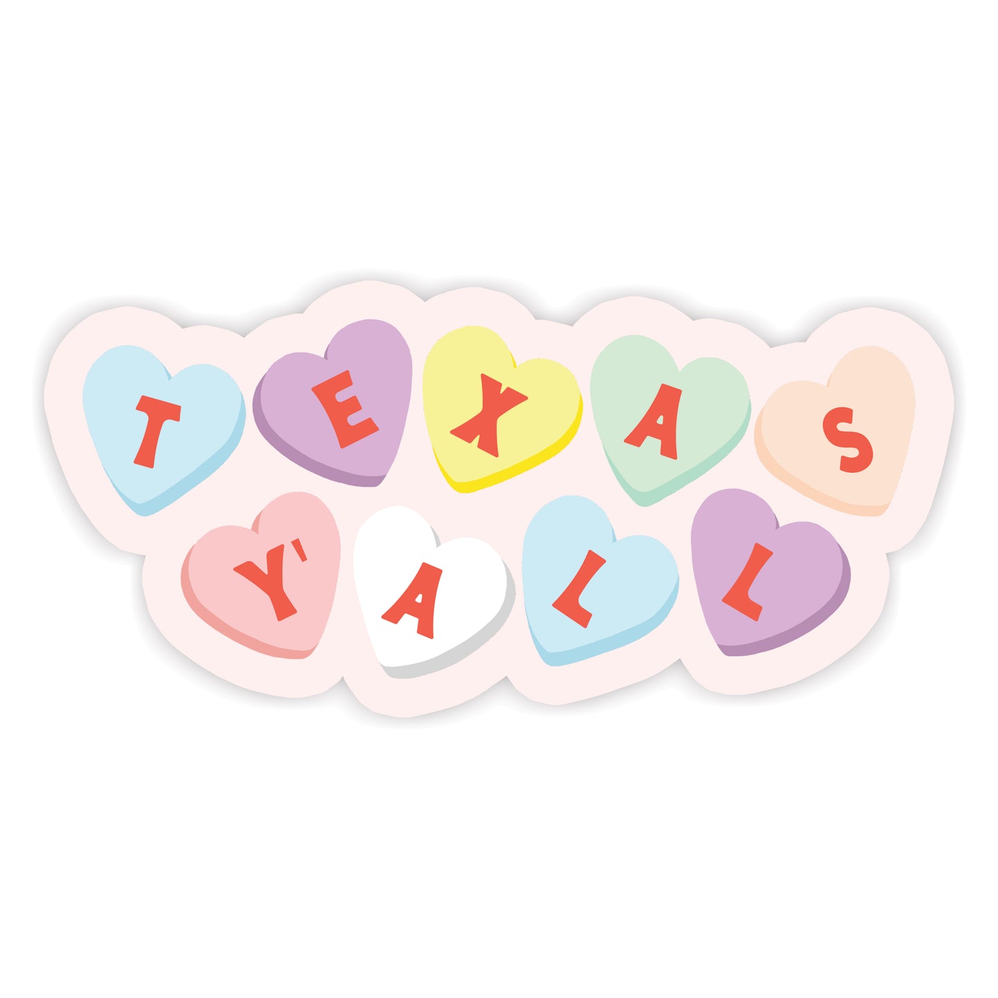 Texas Candy Hearts Sticker